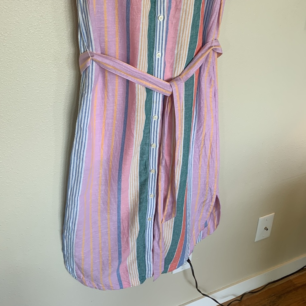 GAP Striped Midi Shirtdress in Linen-Cotton Size 6 - Picture 4 of 6